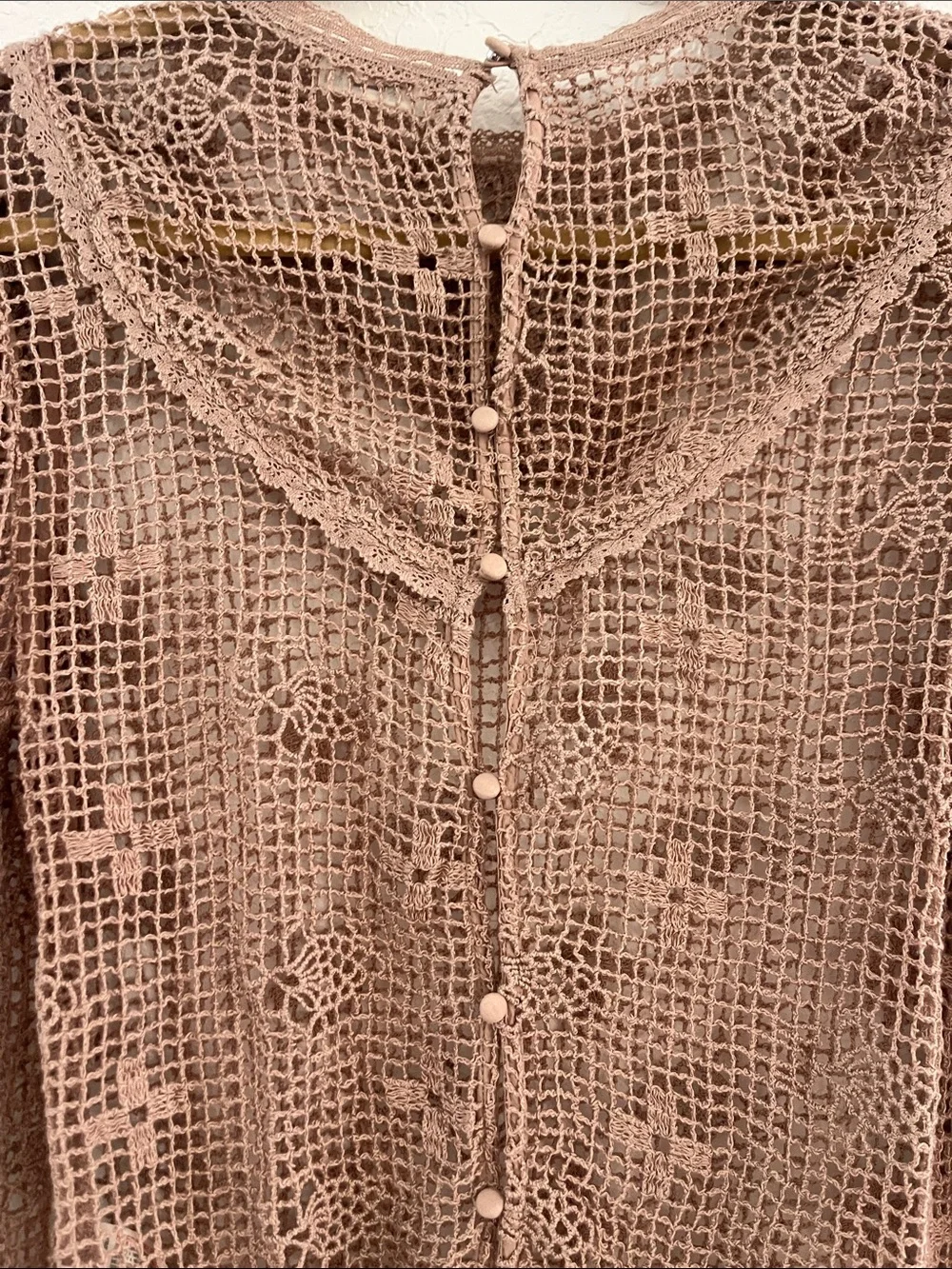 Anthropologie Crochet Lace Bodysuit Sweater - Mauve